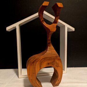 A Scandinavian Mid Century Style Stylized Wooden Deer Carving